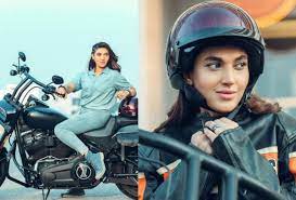 Pakistani actress Sana Fakhar looks cool with Harley Davidson