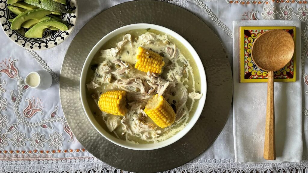 Ajiaco: Chicken, corn and potato soup