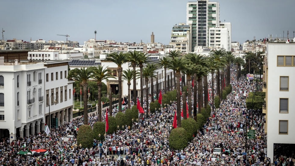 Tens of thousands march in Morocco for Palestinians