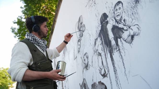 Turkish artist portrays Gaza onslaught in Istanbul
